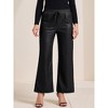 INSPIRE CHIC Women's Faux Leather Hight Waist Drawstring Straight Leg Pants with Pockets - 2 of 4
