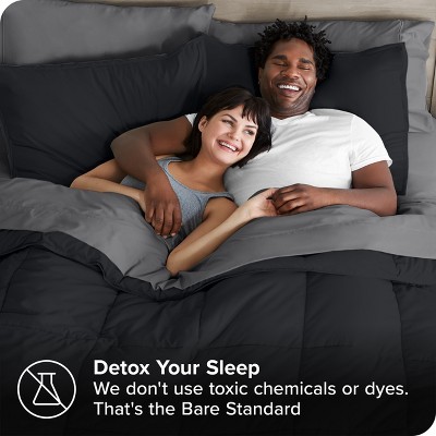 Full Black and Gray Microfiber Down Alternative Bed in a Bag Set