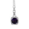 Haus of Brilliance Silver 6x6MM Cushion Shaped Purple Amethyst and Diamond Accented Pendant - 4 of 4