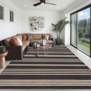 Modern Easy Jute Rug Machine Washable Striped Print Indoor Outdoor Carpet - 1 of 4