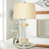 Glass Table Lamp with Drum Shade Set of 2 Silver - Olivia & May: Coastal Jute Accents, No Assembly Required - 2 of 4