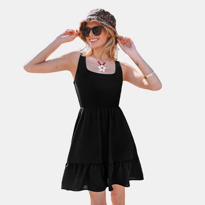 Women's Dark Romance Black Tiered Sundress - Cupshe