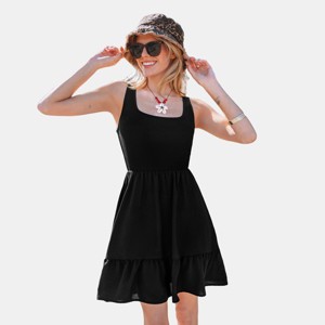 Women's Dark Romance Black Tiered Sundress - Cupshe - 1 of 4