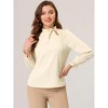 INSPIRE CHIC Women's Elegant Long Sleeve Ruffle Tie Neck Business Work Top - 4 of 4