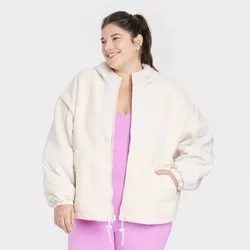 Women's Plus Size Full-Zip Jacket - All in Motion™ Cream 4X