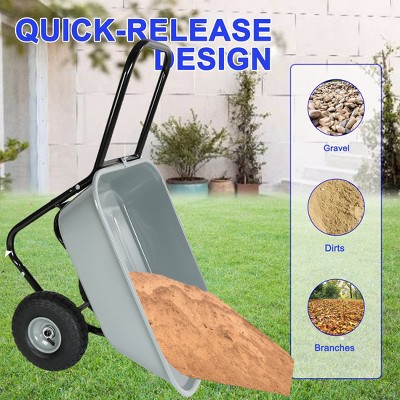Vynxaria Two-Wheeled Garden Cart with 10-Inch Pneumatic Wheels & Non-Porous Design