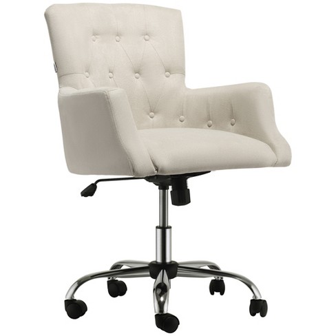 Vinsetto Vanity Teddy Fleece Mid Back Office Chair Swivel Tufted Backrest  Task Chair With Padded Armrests, Adjustable Height, Rolling Wheels, White :  Target