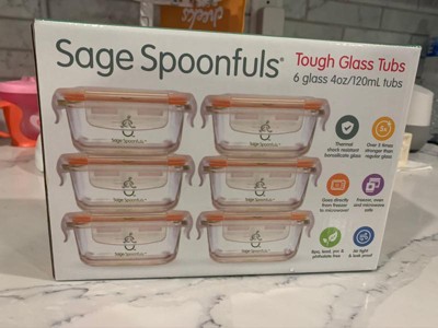 Sage Spoonfuls 6 Piece Tough Glass Tubs Baby Food Storage Containers