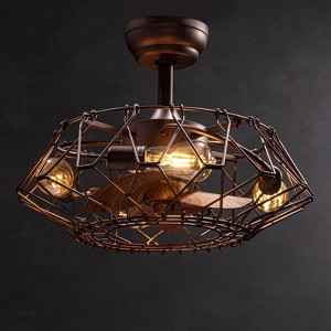 Ludomide Industrial Caged Ceiling Fan with Light, Rustic Chandelier Ceiling Fan for Bedroom Farmhouse - 1 of 4
