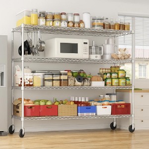 HOMDOX 4-Tier Heavy Duty Metal Storage Rack 60"W x 24"D x 72"H, 2400LBS Adjustable Wire Metal Shelves, Free Standing Storage Shelf Units, Silver - 1 of 4
