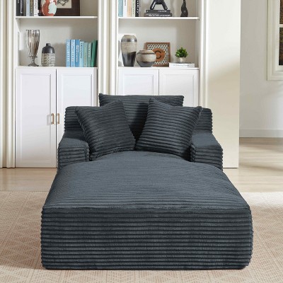 Dolonm 49.2 in. Oversized Corduroy Chaise Lounge Modern Sleeper Sofa for Living Room & Office
