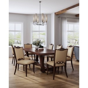 Manhattan Comfort Set of 2 Regent Faux Leather Dining Chairs Cream - Manhattan Comfort: Beechwood Legs, Solid Back, No Assembly Required - 1 of 4