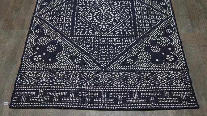 5' x 7' Medallion Outdoor Rug Navy - Threshold&#8482;, 2 of 4, play video