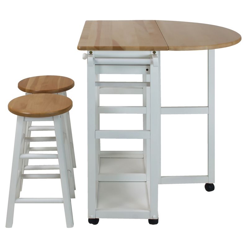 Breakfast Cart with Drop Leaf Table & Stool Set - Flora Home, 4 of 13