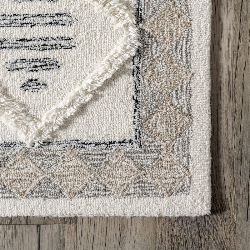 nuLOOM Gerda Modern Trellis Wool Area Rug, 5' x 8', Ivory, 6 of 11