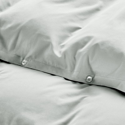 Light Grey 400 Thread Count Cotton Sateen Full/Queen Duvet Cover Set