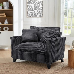 KWPZQEB Lazy Sofa Chair with 2 Pillows, Modern Accent Armchair with Solid Wooden Legs, Single Sofa Chair, Reading Armchair for Living Room - 1 of 4