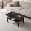 Tempered Black Glass Coffee Table, 2-Layers Tea Table - 2 of 4