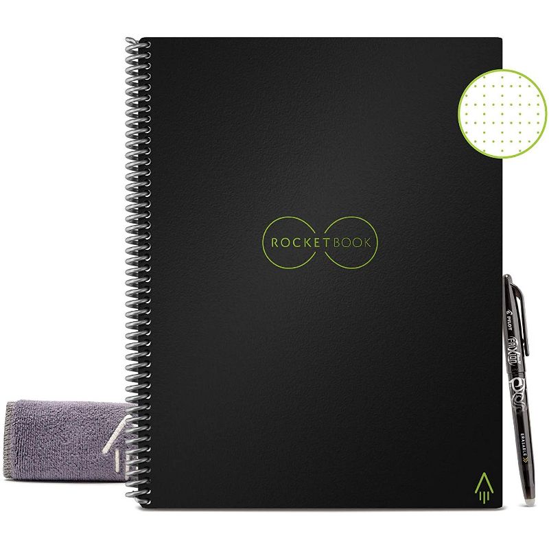 Rocketbook EVR-L-K-A Everlast Smart Reusable Notebook with Pen and Microfiber Cloth, Letter Size, Black, 1 of 9
