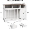 48" Large Dog Crate Furniture, Farmhouse Dog Kennel with Built-in Dog Bowl, 3 Drawers & Open Shelves, Heavy-Duty Wooden Dog Crate Table - 2 of 4