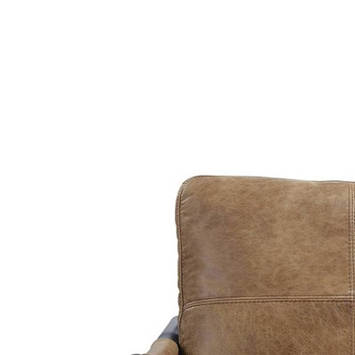 Anzan Chestnut Leather and Matte Iron Accent Chair