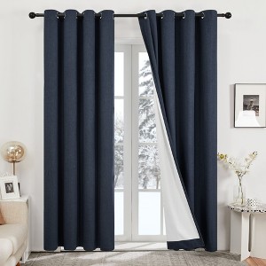 Deconovo 2 Panels Linen Look Blackout Curtains with 8 Grommets, Thermal Insulated Drapes - 1 of 4