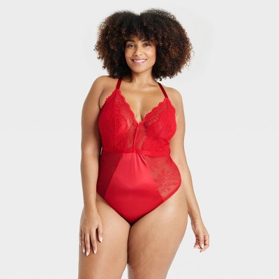 Women's Unlined Lace Lingerie Bodysuit - Auden™ Red XXL