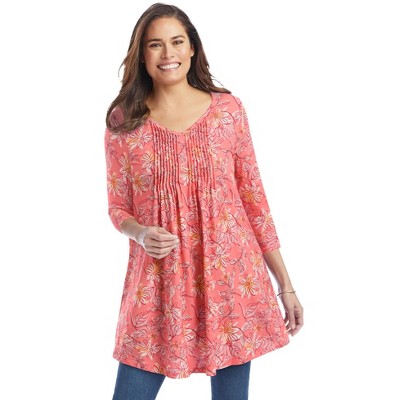 Woman Within Plus Size V-Neck Pintucked Tunic