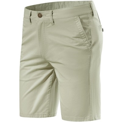 Lars Amadeus Men's Shorts Summer Solid Color Flat Front Walk Chino Shorts