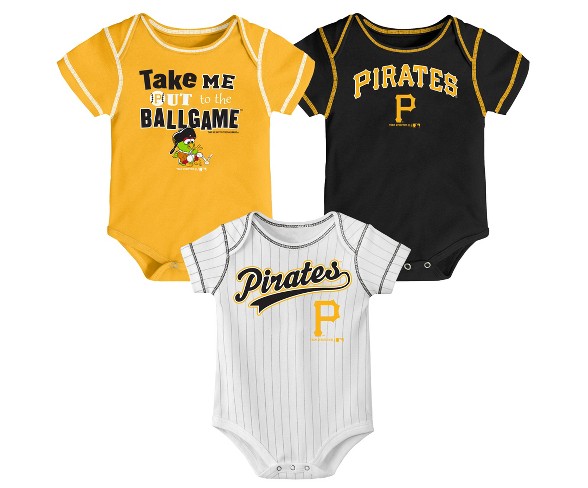 Pittsburgh Pirates Boys' 3pk Bodysuit Set - 0-3M