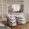 Famapy 43"W Large Vanity Table 9-Drawer Vanity Set with Crystal Pulls and Versatile Mirror Lighting - image 3 of 4