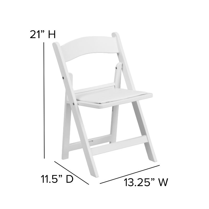 Emma and Oliver 11 Pack Kids White Resin Folding Chair with White Vinyl Padded Seat, 5 of 12