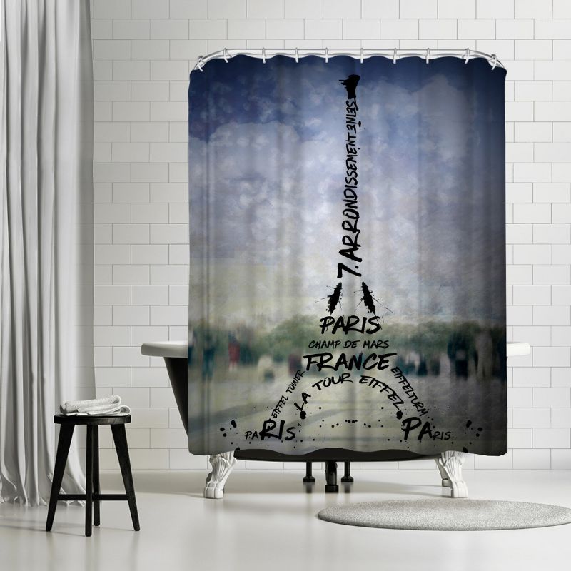 Americanflat 71" x 74" Shower Curtain, Paris Art Eiffel Tower No 1 by Melanie Viola, 1 of 9