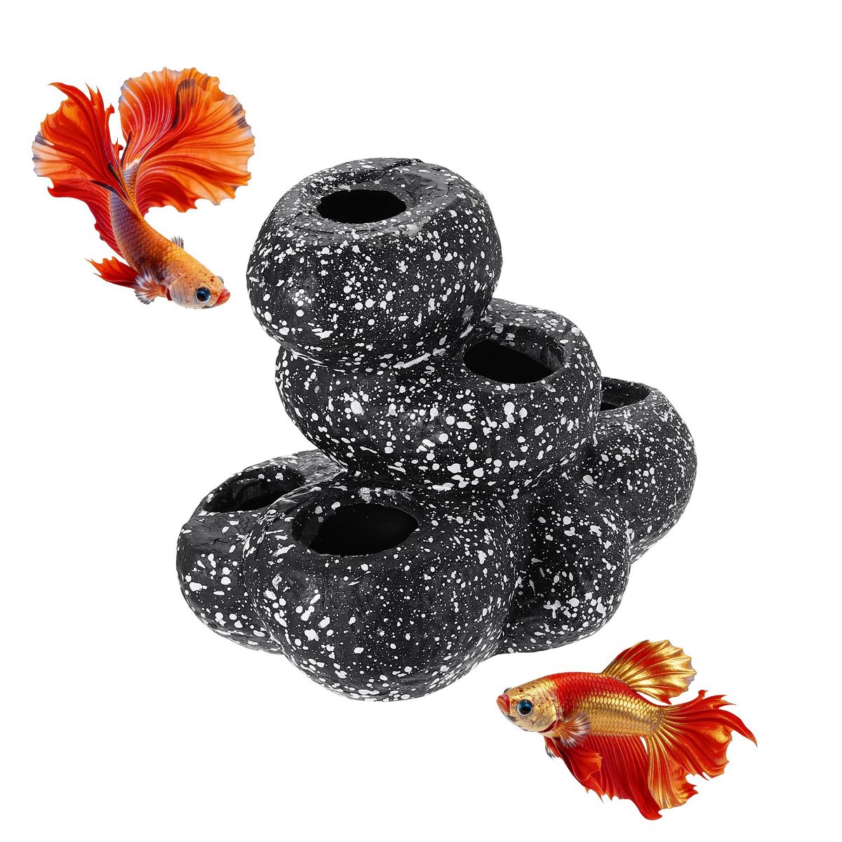 Unique Bargains Resin Small Fish Hide Aquarium Decorations Rocks 5.9x4.4x4.6 Inch Grey