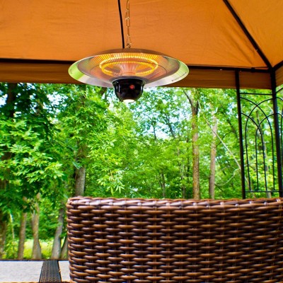 Silver Infrared Electric Hanging Outdoor Heater with LED & Remote