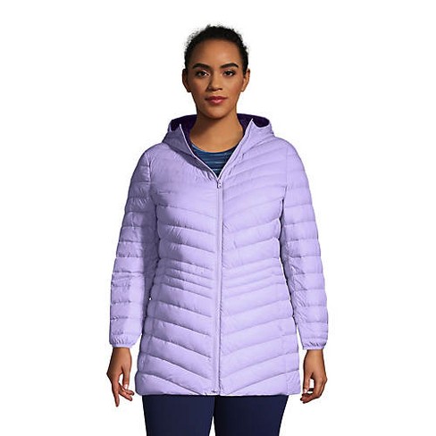 Lands' End Women's Plus Size Ultralight Packable Down Long Jacket - Xxx Large  Plus - Lavender Cloud : Target