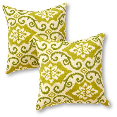 Set of 2 Shoreham Ikat Outdoor Square Throw Pillows - Kensington Garden