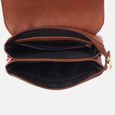 MKF Collection Crossbody Bag Women’s Multi Compartment Vegan Leather, Valeska | MKF Collection by Mia K - Cognac — фото 7