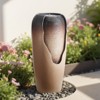 VEVOR Outdoor Water Fountain, 30.71 in Height Fountain and Waterfall, 1-Tier Floor Standing Glazed Jar Style Fountains with Light and Pump, Beige - 2 of 4