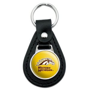 Western Michigan University Logo Black Leather Keychain - 1 of 4