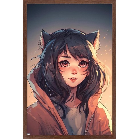 Trends International Wumples - Anime Catgirl Framed Wall Poster