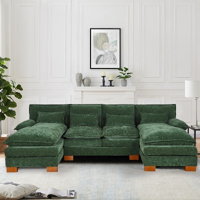 IULULU U-Shaped Sectional Sofa, 112.06'' Chenille Comfy 4-Seat Cloud Couch