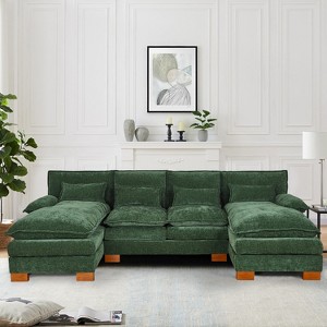 IULULU U-Shaped Sectional Sofa, 112.06'' Chenille Comfy 4-Seat Cloud Couch - 1 of 4