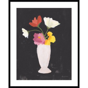 Amanti Art 33"x41" Floral on Black I by Pamela Munger Wood Framed Wall Art Print Black : Acrylic, Fir Wood Frame, Wire Mounted - 1 of 4