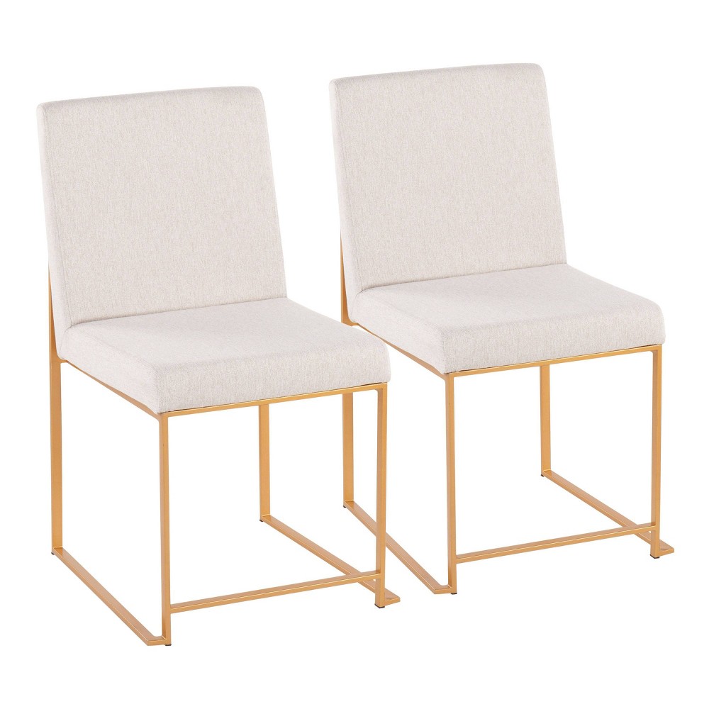 Photos - Chair Set of 2 Highback Fuji Polyester/Steel Dining  Gold/Beige - LumiSour