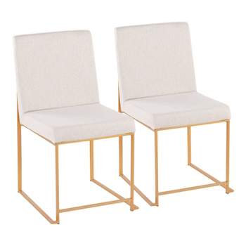 Set of 2 Highback Fuji Polyester/Steel Dining Chairs Gold/Beige - LumiSource