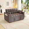 TiramisuBest Velvet Sleeper Sofa with Pull-Out Bed, Reclining Loveseat Couch with Pillows & Side Pockets – Black - 4 of 4