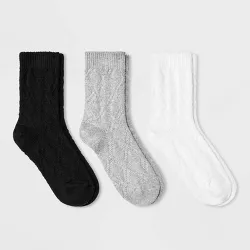 Women's 3pk Textured Argyle Crew Socks - Universal Thread™ Black/White/Heather Gray 4-10