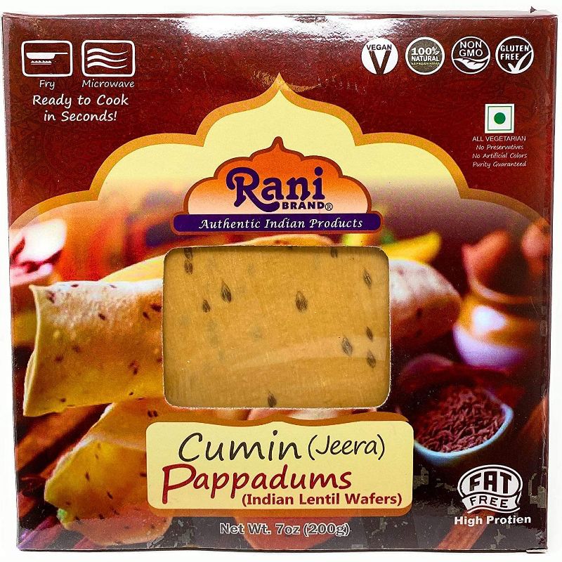 Cumin Pappadums (Wafer Snack) - 7oz (200g) -  Rani Brand Authentic Indian Products, 1 of 5