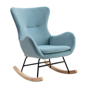 NicBex Teddy Fabric Glider Rocking Chair,Upholstered Nursery Rocking Chairs with High Backrest and Armrests,Nursing Chair for Bedroom - 1 of 4